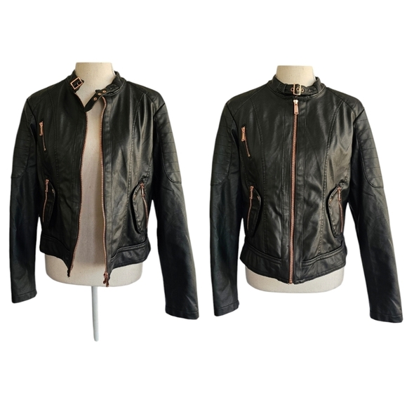 Miss London Black Label Faux Leather Jacket - Picture 1 of 10